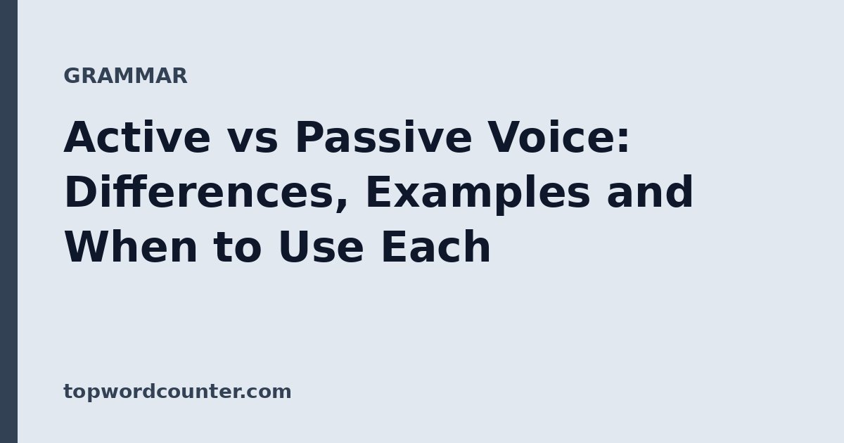 Active vs Passive Voice: Differences, Examples and When to Use Each
