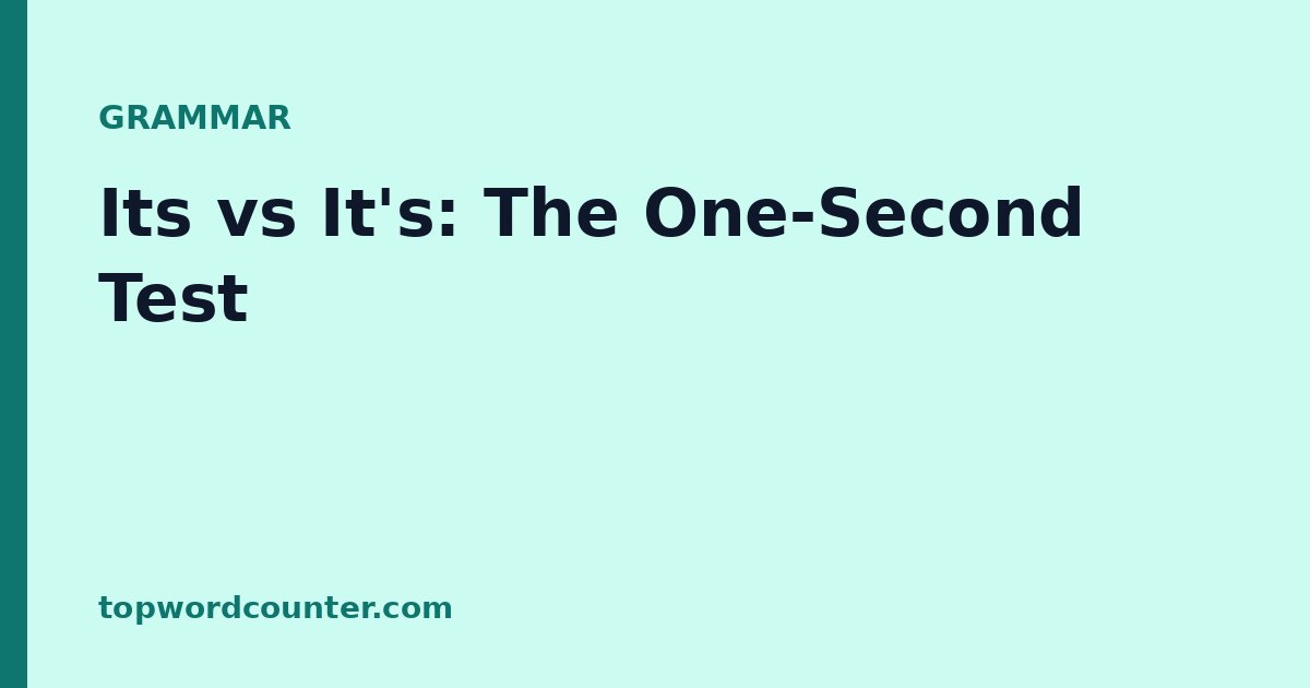 Its vs It's: The One-Second Test